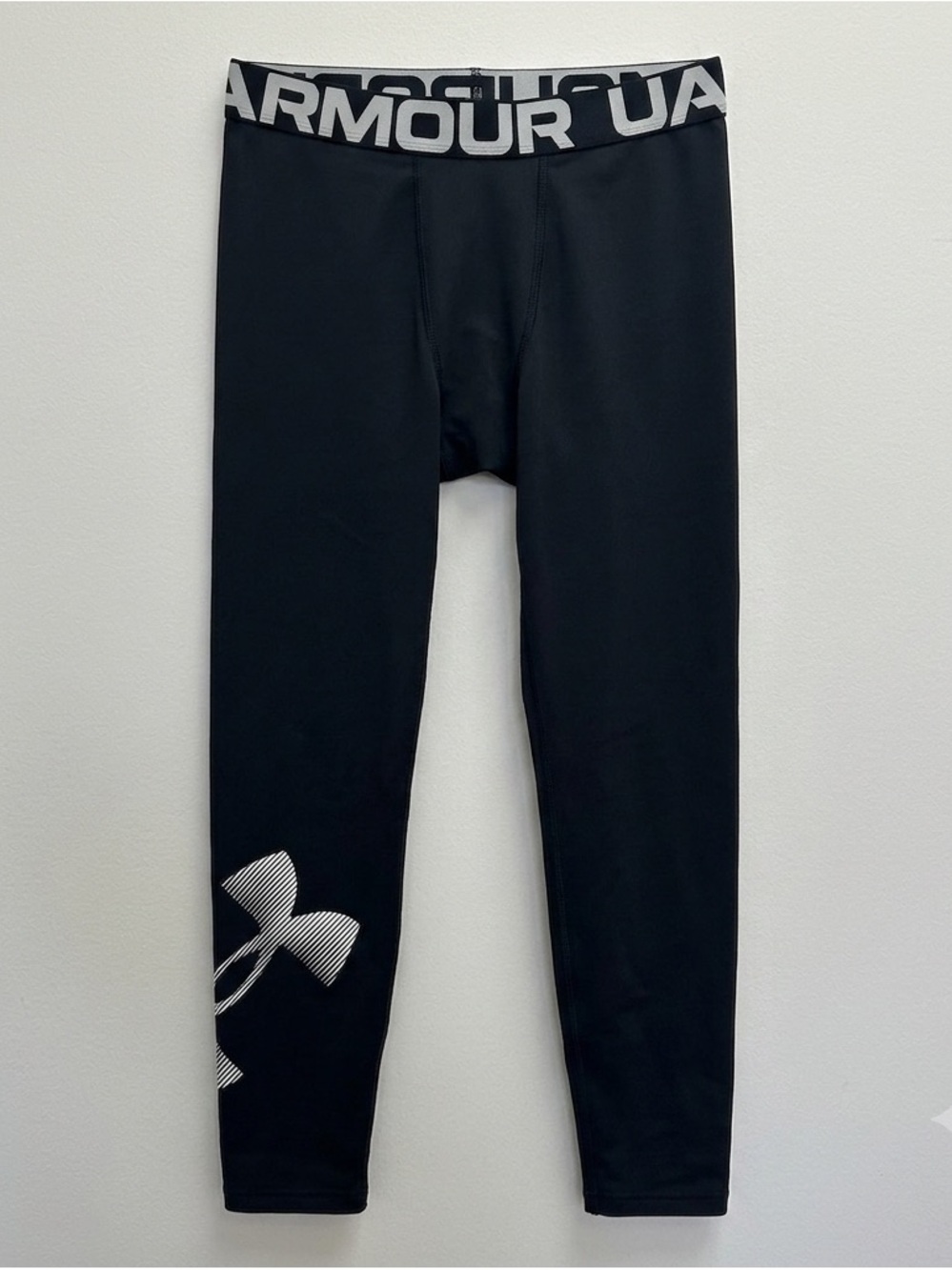 Under Armour Black Leggings with White Logo Waistband